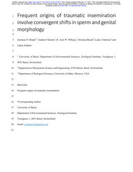 Frequent Origins of Traumatic Insemination Involve Convergent