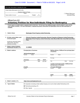 Voluntary Petition for Non-Individuals Filing for Bankruptcy 04/20 If More Space Is Needed, Attach a Separate Sheet to This Form