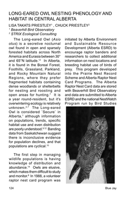 Long-Eared Owl Nesting Phenology and Habitat in Central Alberta