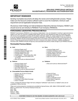 SOL-5202* Metals in Your IRA, You Must Find a Qualified Metals Dealer