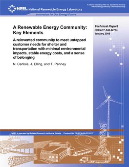 Renewable Energy Community: Key Elements DE-AC36-99-GO10337