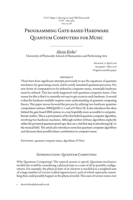 Programming Gate-Based Hardware Quantum Computers for Music