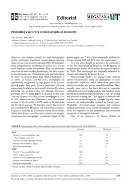 Promoting Excellence of Monographs in Taxonomy