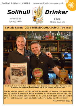 Solihull Drinker Issue No 87 Free Spring 2019 Please Take One