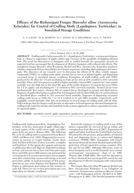 Efficacy of the Biofumigant Fungus Muscodor Albus (Ascomycota