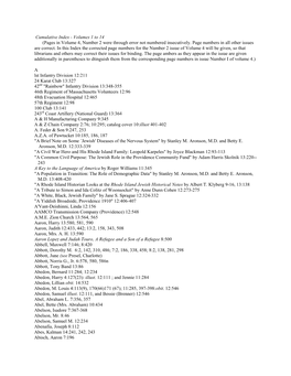 Cumulative Index - Volumes 1 to 14 (Pages in Volume 4, Number 2 Were Through Error Not Numbered Insecutively