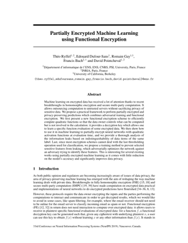 Partially Encrypted Machine Learning Using Functional Encryption