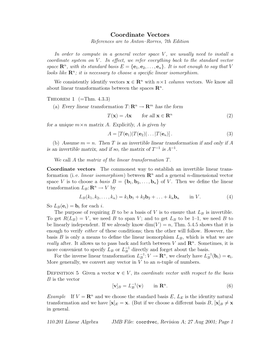 Coordinate Vectors References Are to Anton–Rorres, 7Th Edition