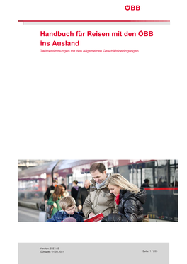 Handbuch Für Reisen Mit Den ÖBB Ins Ausland Tarifbestimmungen Mit Den Allgemeinen Geschäftsbedingungen