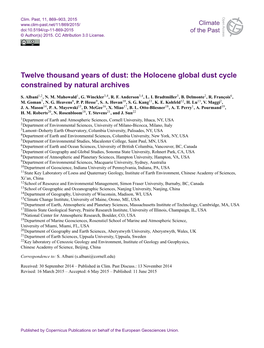 The Holocene Global Dust Cycle Constrained by Natural Archives