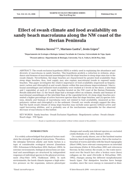 Effect of Swash Climate and Food Availability on Sandy Beach Macrofauna Along the NW Coast of the Iberian Peninsula