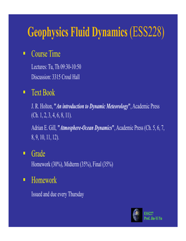Geophysics Fluid Dynamics (ESS228)