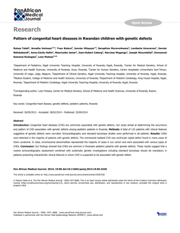 Pattern of Congenital Heart Diseases in Rwandan Children with Genetic Defects