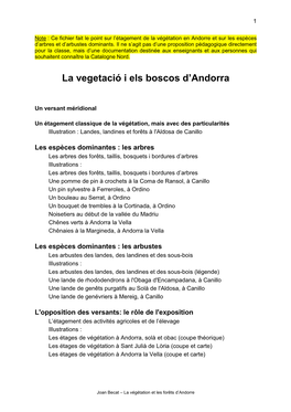 La Vegetació I Els Boscos D'andorra