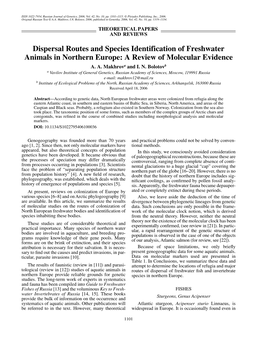 Dispersal Routes and Species Identification of Freshwater Animals in Northern Europe: a Review of Molecular Evidence A