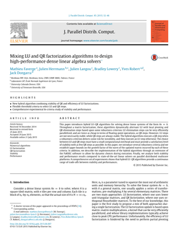 Mixing LU and QR Factorization Algorithms to Design High-Performance Dense Linear Algebra Solvers✩