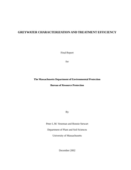 Greywater Characterization and Treatment Efficiency