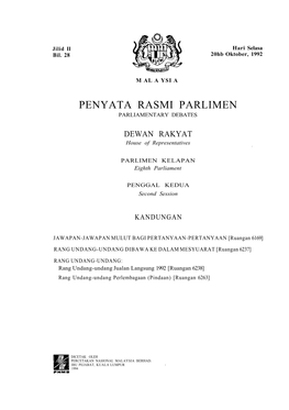 Penyata Rasmi Parlimen Parliamentary Debates