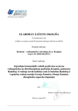 Elaborat Zaštite Okoliša