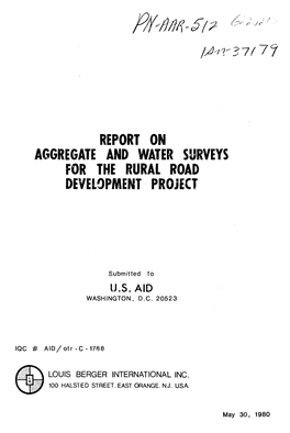 Report on Aggregate and Water Surveys for the Rural Road Development Project