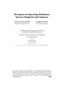 Divergence in Expressing Definiteness Between Mandarin and Cantonese