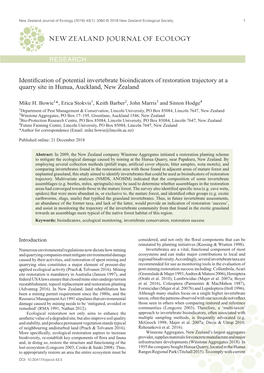 RESEARCH Identification of Potential Invertebrate Bioindicators Of