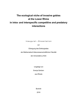 The Ecological Niche of Invasive Gobies at the Lower Rhine in Intra- and Interspecific Competitive and Predatory Interactions