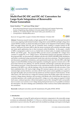 Multi-Port DC-DC and DC-AC Converters for Large-Scale Integration of Renewable Power Generation