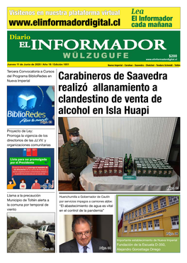 Carabineros De Saavedra Realizó Allanamiento a Clandestino De Venta De Alcohol En Isla Huapi