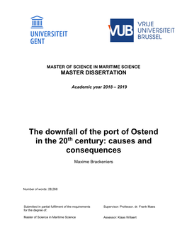 The Downfall of the Port of Ostend in the 20Th Century: Causes and Consequences