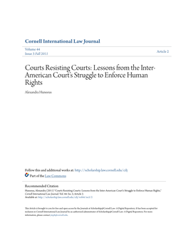 American Court's Struggle to Enforce Human Rights Alexandra Huneeust