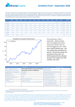 Amalthea Fund – September 2018