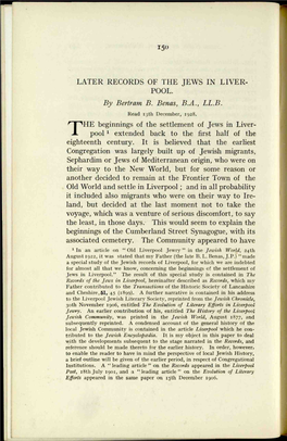 Later Records of the Jews in Liverpool