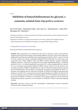 Inhibition of Butyrylcholinesterase by Glycyrol, a Coumarin, Isolated From