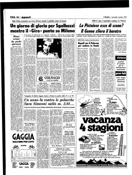 PAG. 16/ Sport L'unità /Mercoledì 6 Giugno 1979 A*
