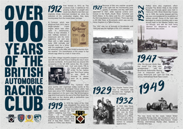 First Formed in 1912 As the Cyclecar Club, It Catered for the Growing