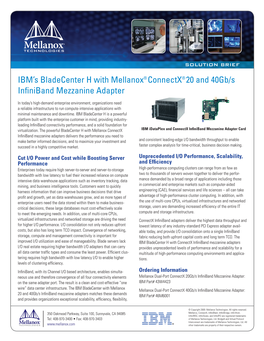 IBM's Bladecenter H with Mellanox Connectx 20 and 40Gb/S Infiniband