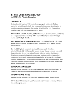 Sodium Chloride Injection, USP in VIAFLEX Plastic Container