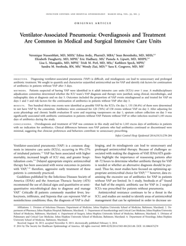 Ventilator-Associated Pneumonia: Overdiagnosis and Treatment Are Common in Medical and Surgical Intensive Care Units