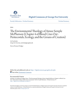 The Environmental Theology of Aimee Semple Mcpherson (Chapter 4 Of