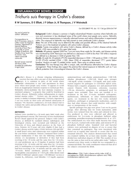 Trichuris Suis Therapy in Crohn's Disease