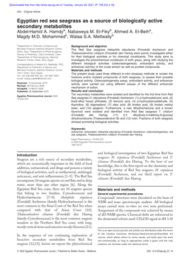 Egyptian Red Sea Seagrass As a Source of Biologically Active Secondary Metabolites Abdel-Hamid A