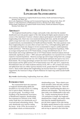 Heart Rate Effects of Longboard Skateboarding