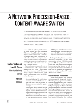 A Network Processor-Based, Content-Aware Switch