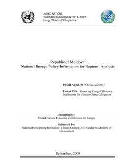 Republic of Moldova: National Energy Policy Information for Regional Analysis