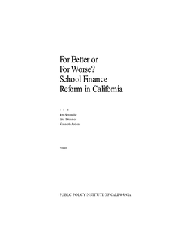 School Finance Reform in California
