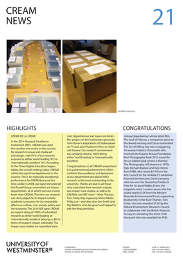 CREAM News Issue 21 / Spring 2015