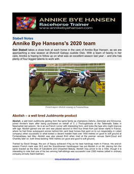 Annike Bye Hansens's 2020 Team