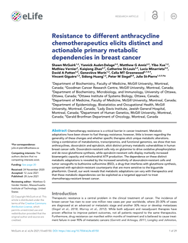 Resistance to Different Anthracycline Chemotherapeutics Elicits Distinct