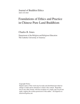 Foundations of Ethics and Practice in Chinese Pure Land Buddhism